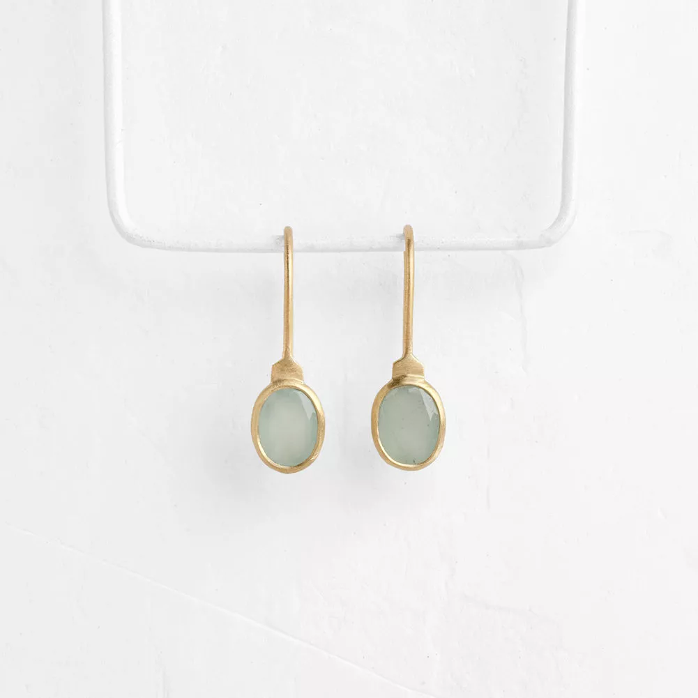 Oval Stone Hanging Earrings