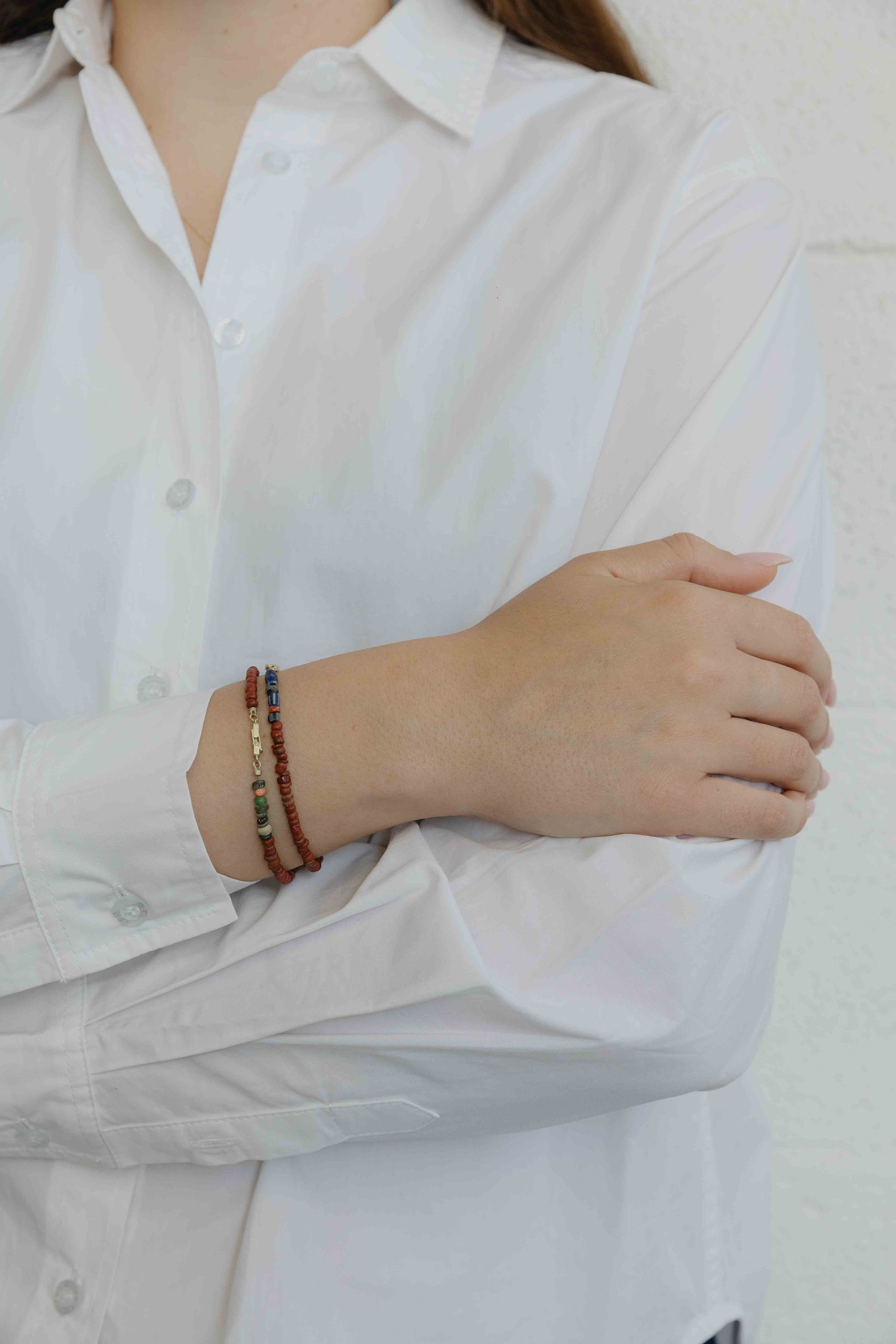 This bracelet is made of a collection of Afghan Gemstones & a gold unique handmade clasp as a fin... - View 7