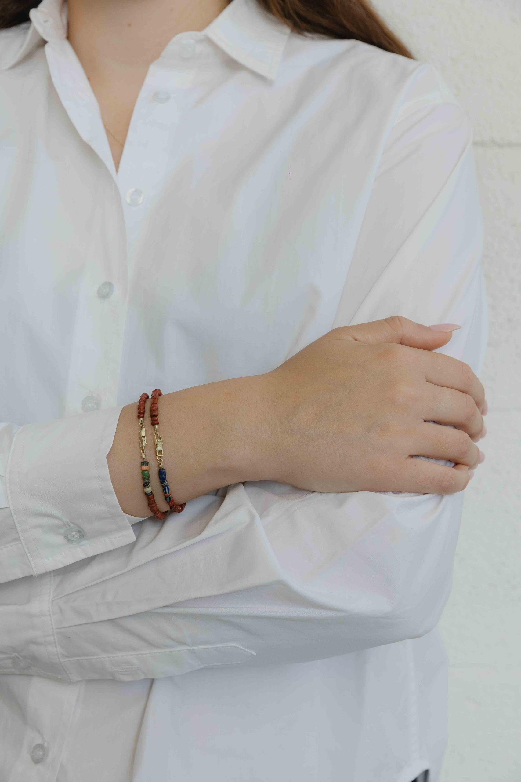 This bracelet is made of a collection of Afghan Gemstones & a gold unique handmade clasp as a fin... - View 5