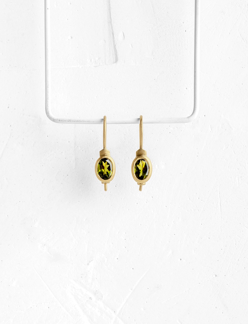 Oval Green Tourmaline Hanging Earrings
